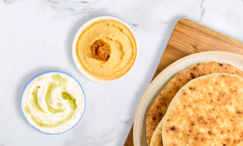 fresh pita and dips